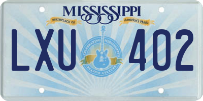 MS license plate LXU402