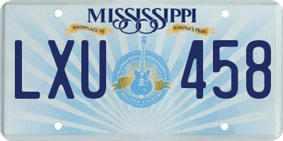 MS license plate LXU458