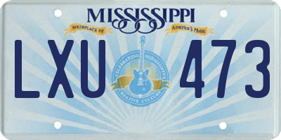 MS license plate LXU473
