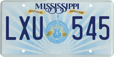 MS license plate LXU545