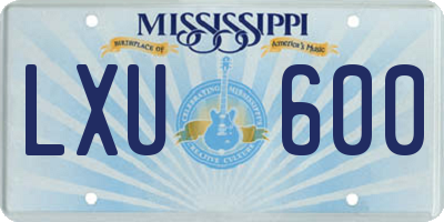 MS license plate LXU600