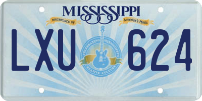 MS license plate LXU624