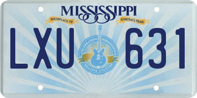 MS license plate LXU631