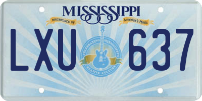 MS license plate LXU637