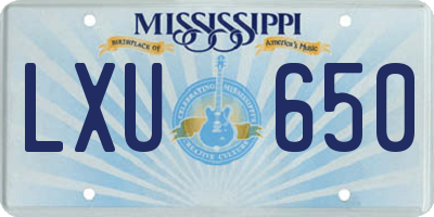 MS license plate LXU650