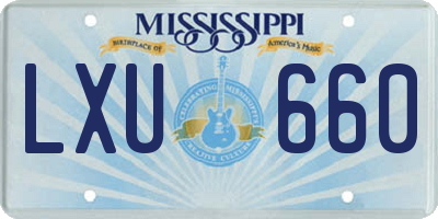 MS license plate LXU660