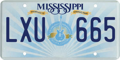 MS license plate LXU665