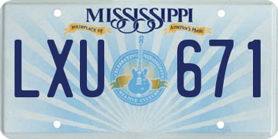 MS license plate LXU671