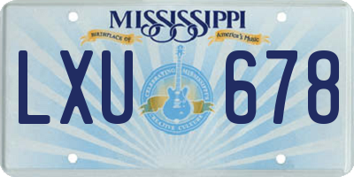 MS license plate LXU678