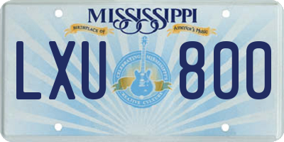 MS license plate LXU800