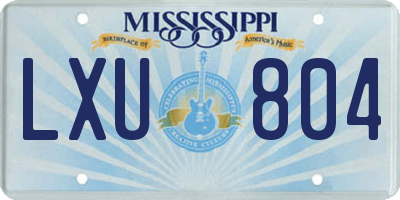 MS license plate LXU804