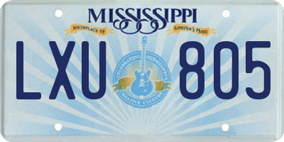 MS license plate LXU805