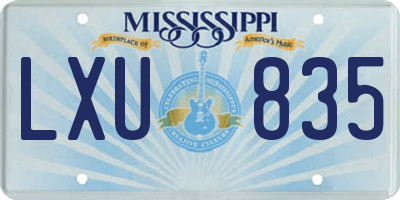 MS license plate LXU835