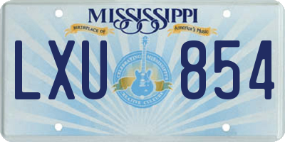 MS license plate LXU854