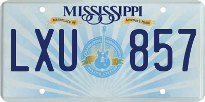 MS license plate LXU857
