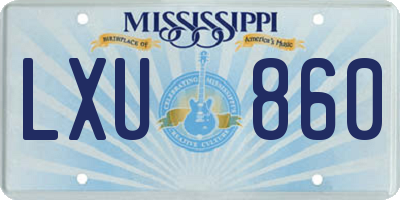 MS license plate LXU860