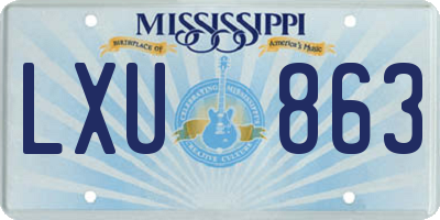 MS license plate LXU863