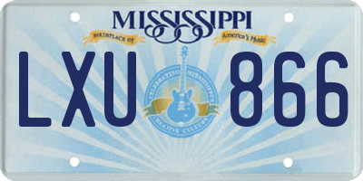 MS license plate LXU866