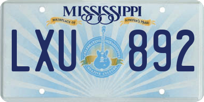 MS license plate LXU892