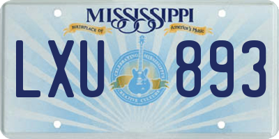 MS license plate LXU893