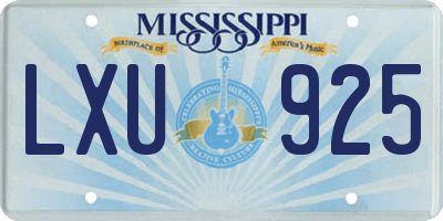 MS license plate LXU925