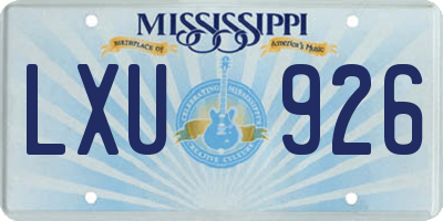 MS license plate LXU926
