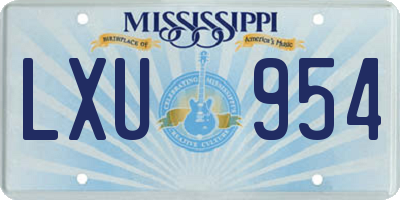 MS license plate LXU954
