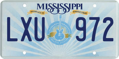 MS license plate LXU972