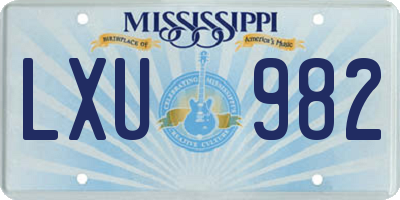 MS license plate LXU982