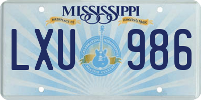 MS license plate LXU986