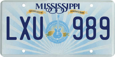 MS license plate LXU989
