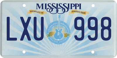 MS license plate LXU998