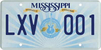 MS license plate LXV001