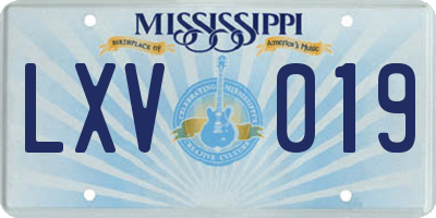 MS license plate LXV019