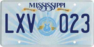 MS license plate LXV023