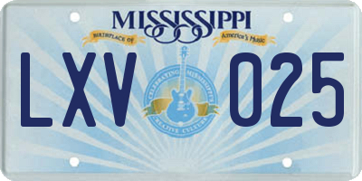 MS license plate LXV025
