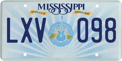 MS license plate LXV098