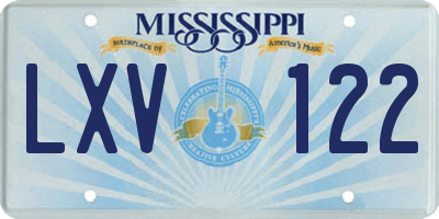 MS license plate LXV122