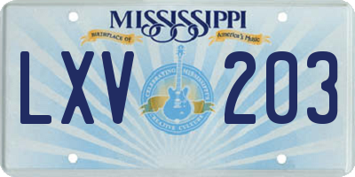 MS license plate LXV203