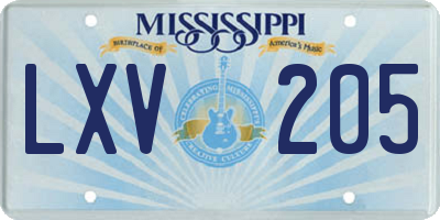 MS license plate LXV205