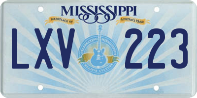 MS license plate LXV223