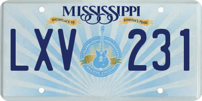 MS license plate LXV231