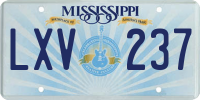 MS license plate LXV237