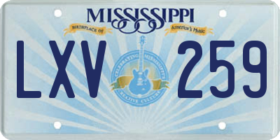 MS license plate LXV259
