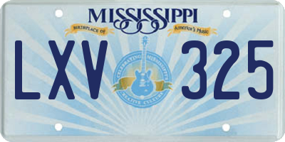 MS license plate LXV325