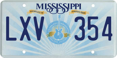 MS license plate LXV354