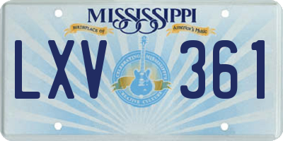 MS license plate LXV361