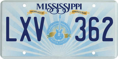 MS license plate LXV362