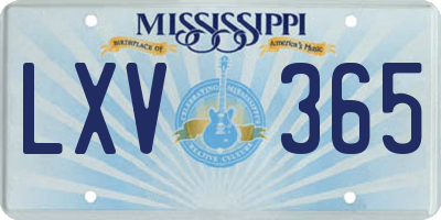 MS license plate LXV365