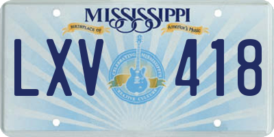 MS license plate LXV418